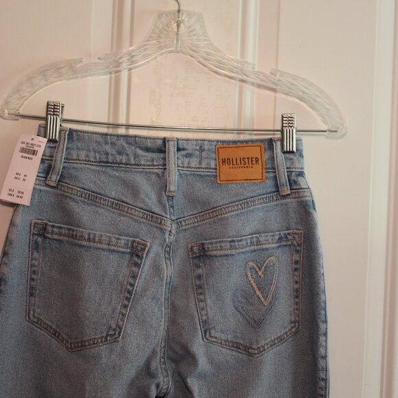 Hollister Jeans Women size W25 Inseam 31 1/2 Ultra High-Rise Dad Blue Loose Fit - Picture 7 of 7